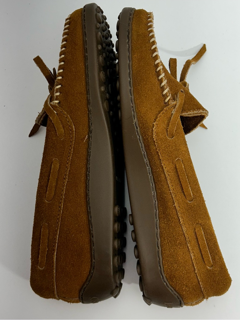 Lands' End Women's Suede Moccasin Slippers in Chestnut Brown Size 7.5 - Picture 6 of 11
